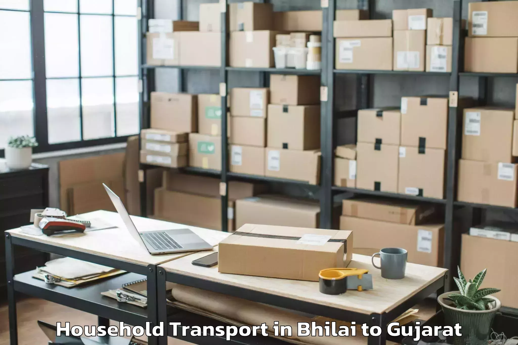 Easy Bhilai to Gussar Household Transport Booking